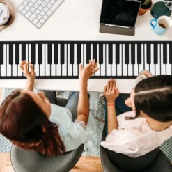 Tragbares 88 Tasten Roll Up Piano mit 128 Rhythmen & MIDI-Bluetooth Silikon Weiß