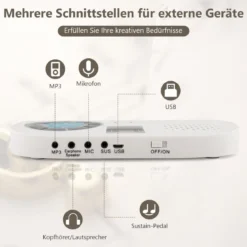 Tragbares 88 Tasten Roll Up Piano mit 128 Rhythmen & MIDI-Bluetooth Silikon Weiß