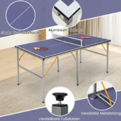 Tragbares Tischtennistisch-Set mit Netz & 2 Schlägern & 3 Bällen Mini Tischtennistisch