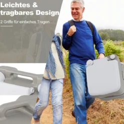 Tragbare Toilette mit 20 L Abfalltank kompakte Reise-WC mit Spülpumpe & Teleskoptrichter Grau
