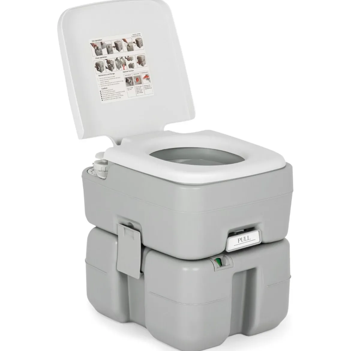 tragbare Toilette Outdoor-Campingtoilette 41,5 cm x 36,5 cm x 42 cm Grau mit Wasserstandsanzeige auslaufsicher bis 200 kg belastbar
