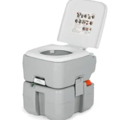 tragbare Toilette Outdoor-Campingtoilette 41,5 cm x 36,5 cm x 42 cm Grau mit Wasserstandsanzeige auslaufsicher bis 200 kg belastbar