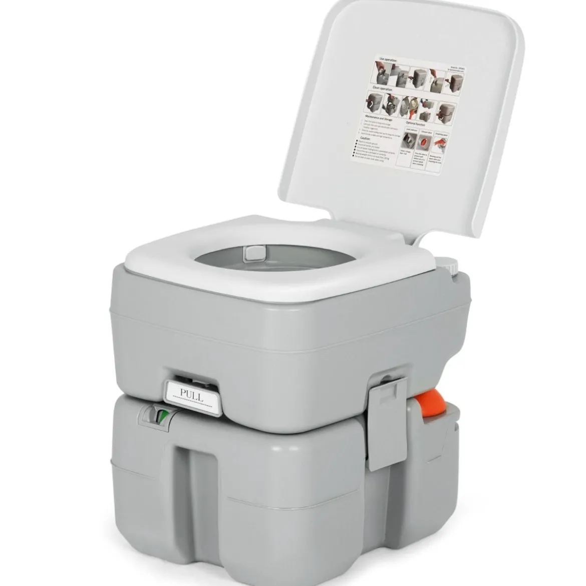 tragbare Toilette Outdoor-Campingtoilette 41,5 cm x 36,5 cm x 42 cm Grau mit Wasserstandsanzeige auslaufsicher bis 200 kg belastbar