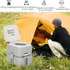 tragbare Toilette Outdoor-Campingtoilette 41,5 cm x 36,5 cm x 42 cm Grau mit Wasserstandsanzeige auslaufsicher bis 200 kg belastbar