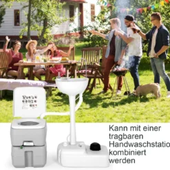 tragbare Toilette Outdoor-Campingtoilette 41,5 cm x 36,5 cm x 42 cm Grau mit Wasserstandsanzeige auslaufsicher bis 200 kg belastbar