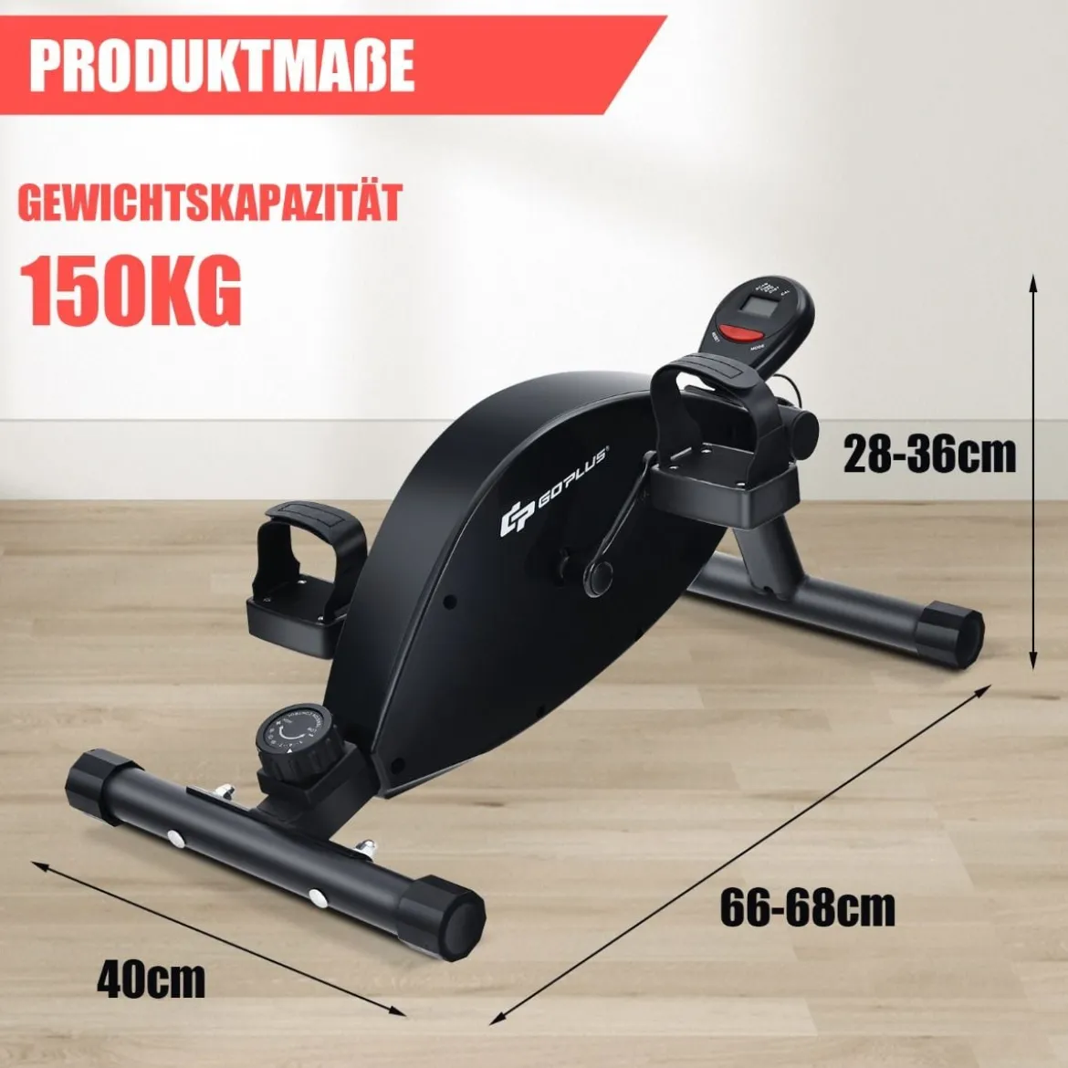 Trainingsgerättragbarer Heimtrainer Mini Stepper einstellbarer Magnetwiderstand Schwarz