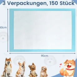 Trainingsunterlagen Hunde Auslaufsicheres 6-lagiges Design Welpenunterlagen Puppy-Pads(90 x 60 cm 150 Stück)