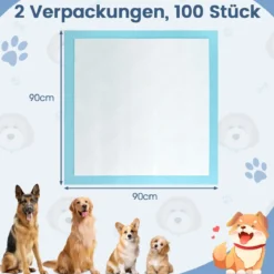 Trainingsunterlagen Hunde Auslaufsicheres 6-lagiges Design Welpenunterlagen Puppy-Pads 90 x 90 cm 100 Stück