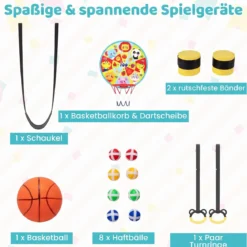 Trampolin für Kinder 154 cm 6 in 1 Kindertrampolin mit Turnstange Schaukel & Ringen