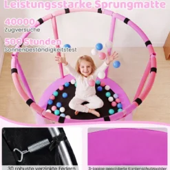 Trampolin für Kinder 154 cm 6 in 1 Kindertrampolin mit Turnstange Schaukel & Ringen