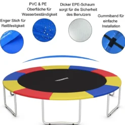 Trampolinmatratze 366cm x 366cm x 10cm Trampolin Übung Fitness Trampolin Polster Bunt
