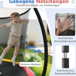 Trampolin outdoor mit Leiter Gartentrampolin rund mit Sicherheitsnetz Randabdeckung & Metallrahmen Ø366cm Bunt