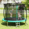 Trampolin outdoor mit Leiter Gartentrampolin rund mit Sicherheitsnetz Randabdeckung & Metallrahmen Ø366cm Grün