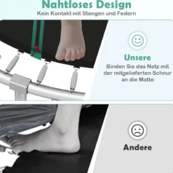 Trampolin outdoor mit Leiter Gartentrampolin rund mit Sicherheitsnetz Randabdeckung & Metallrahmen Ø366cm Grün