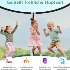 Trampolin outdoor mit Leiter Gartentrampolin rund mit Sicherheitsnetz Randabdeckung & Metallrahmen Ø366cm Grün