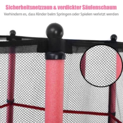 Trampolin rundes Minitrampolin mit Sicherheitsnetz & Polsterung strapazierfähig sicher für Kinder rot Ø140cm