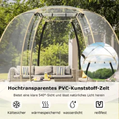 Transparentes Zelt Pop Up Zelt für 6-10 Personen mit 2 großen Rolltüren faltbares Sportzelt