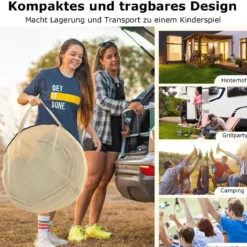 Transparentes Zelt Pop Up Zelt für 6-10 Personen mit 2 großen Rolltüren faltbares Sportzelt