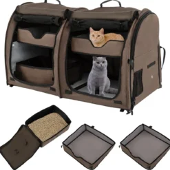 Transporttasche mit Abnehmbaren Hängematten & Matratze & Katzentoilette Braun