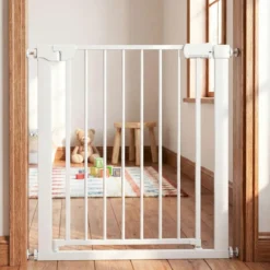 Treppenschutzgitter ohne Bohren mit 75-82 cm Breite Auto-Close Türschutzgitter Weiß
