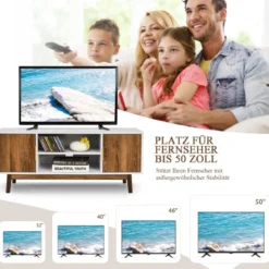 2-türiger TV-Ständer für Flachbildfernseher bis zu 50" Kommode mit offenem Regal