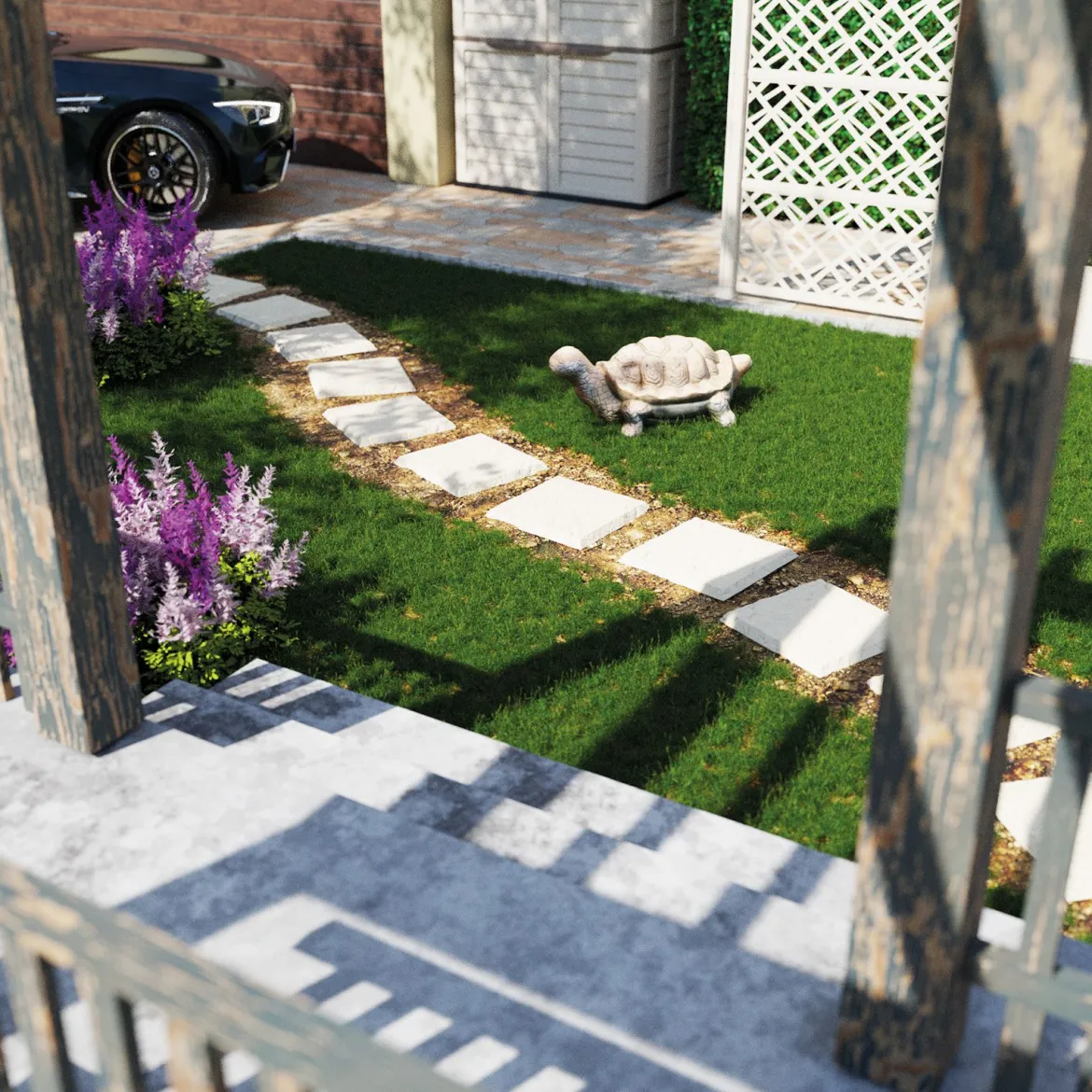 Trittsteine für Garten 8er Set Gehwegplatten 39,5 x 39,5 cm Steinplatten aus Polypropylen für Rasen Garten Wege Beige