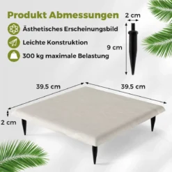 Trittsteine für Garten 8er Set Gehwegplatten 39,5 x 39,5 cm Steinplatten aus Polypropylen ​​für Rasen Garten Wege Beige
