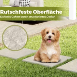 Trittsteine für Garten 8er Set Gehwegplatten 39,5 x 39,5 cm Steinplatten aus Polypropylen für Rasen Garten Wege Beige