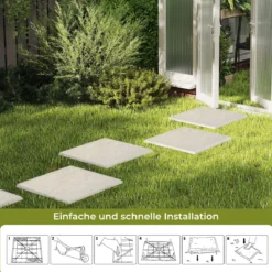 Trittsteine für Garten 8er Set Gehwegplatten 39,5 x 39,5 cm Steinplatten aus Polypropylen für Rasen Garten Wege Beige