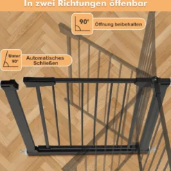 Türschutzgitter Baby 76-83 cm Sicherheitsgitter aus Metall Schwarz
