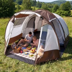 Tunnelzelt für 4-6 Personen Wasserfestes Campingzelt mit Großem Vorraum & Belüftungstür