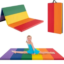 Turnmatte klappbar Weichbodenmatte Gymnastikmatte 5 fach faltbar aus PU mit Tragegriff 180 x 120 x 4 cm