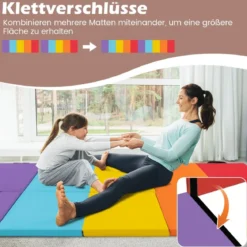 Turnmatte klappbar Weichbodenmatte Gymnastikmatte 5 fach faltbar aus PU 201 x 75 x 3 cm