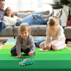 Turnmatte klappbar 180 x 120 cm Weichbodenmatte Gymnastikmatte 3 fach faltbar aus PU mit Tragegriff Grün