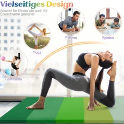 Turnmatte klappbar 180 x 120 cm Weichbodenmatte Gymnastikmatte 3 fach faltbar aus PU mit Tragegriff Grün
