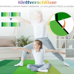 Turnmatte klappbar 180 x 120 cm Weichbodenmatte Gymnastikmatte 3 fach faltbar aus PU mit Tragegriff Grün