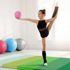 Turnmatte klappbar 180 x 120 cm Weichbodenmatte Gymnastikmatte 3 fach faltbar aus PU mit Tragegriff Grün