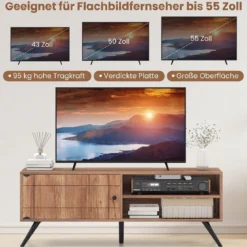 TV Schrank Fernsehschrank mit Schrank & 2 Offenen Fächern TV Lowboard 120 x 40 x 44,5 cm