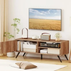 TV Schrank Fernsehschrank mit Schrank & 2 Offenen Fächern TV Lowboard 120 x 40 x 44,5 cm