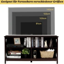 TV Schrank Fernsehschrank 3-stufige Rustikale Kommode mit Regalen 120 x 41 x 60 cm Braun