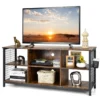 TV-Schrank Lowboard mit offenen Fächern TV-Regal für Fernseher bis 65 Zoll 140 x 40 x 62,5 cm Rustikales Braun