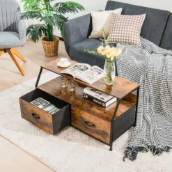 TV-Schrank mit 3 Schubladen und Ablage aus Holz für Wohnzimmer 93x39x48,5 cm