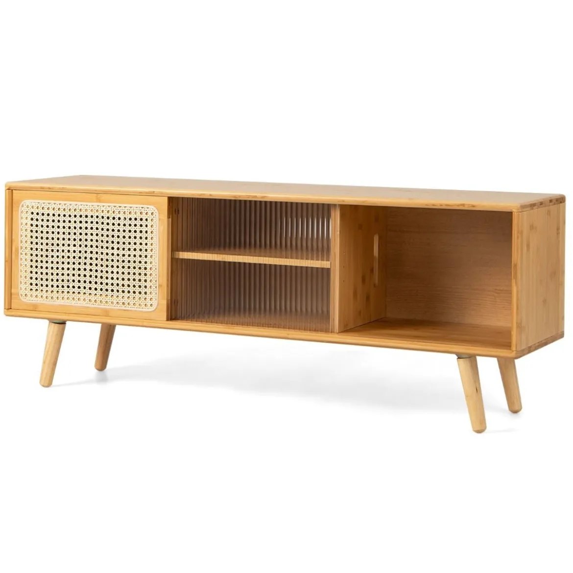TV-Schrank Moderner TV-Ständer für Fernseher bis 55 Zoll 120,5 x 31 x 45,5 cm Natur