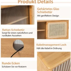 TV-Schrank Moderner TV-Ständer für Fernseher bis 55 Zoll 120,5 x 31 x 45,5 cm Natur