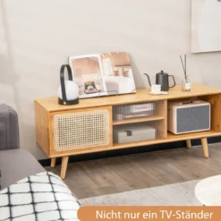 TV-Schrank Moderner TV-Ständer für Fernseher bis 55 Zoll 120,5 x 31 x 45,5 cm Natur