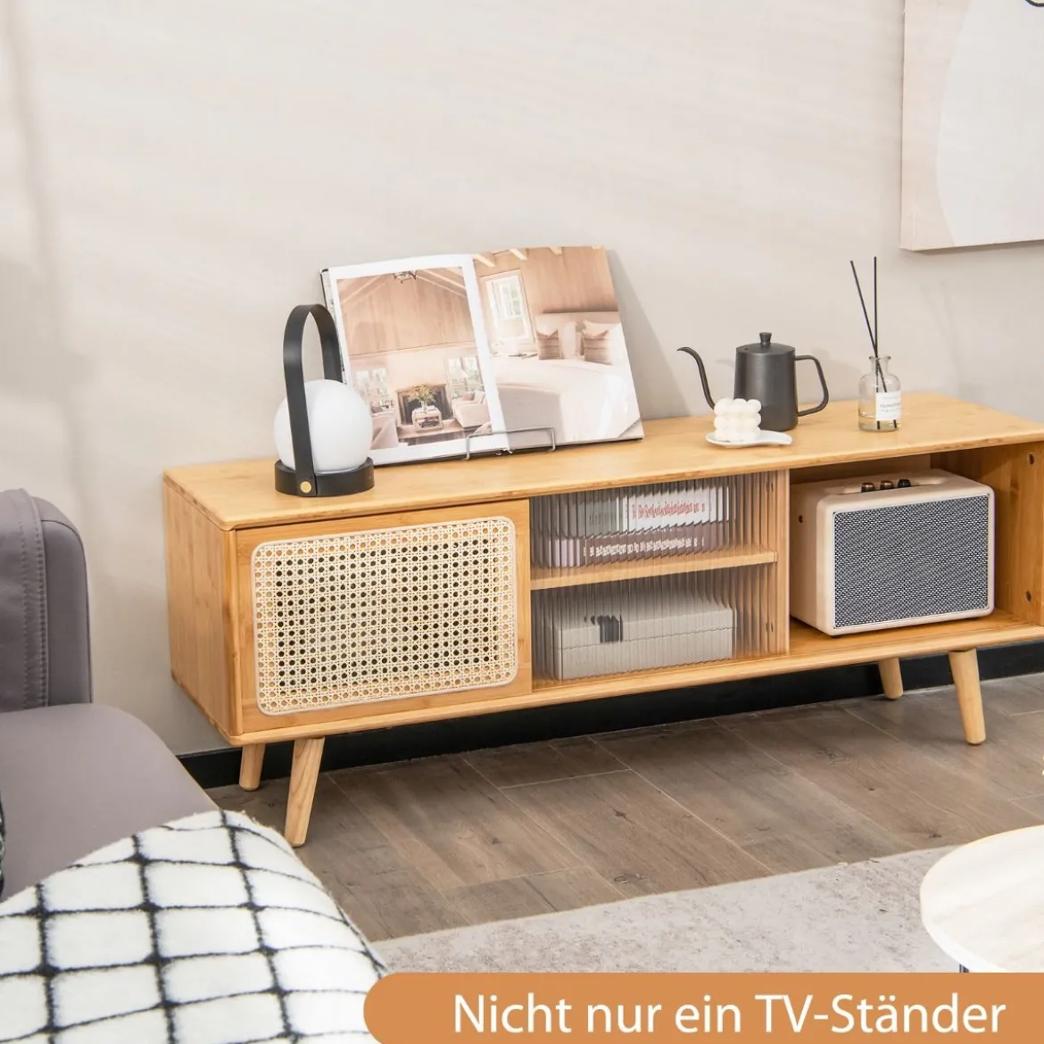 TV-Schrank Moderner TV-Ständer für Fernseher bis 55 Zoll 120,5 x 31 x 45,5 cm Natur