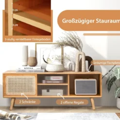 TV-Schrank Moderner TV-Ständer für Fernseher bis 55 Zoll 120,5 x 31 x 45,5 cm Natur