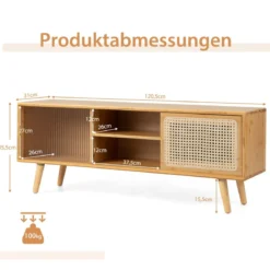 TV-Schrank Moderner TV-Ständer für Fernseher bis 55 Zoll 120,5 x 31 x 45,5 cm Natur