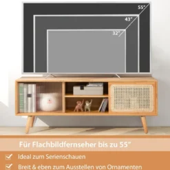 TV-Schrank Moderner TV-Ständer für Fernseher bis 55 Zoll 120,5 x 31 x 45,5 cm Natur