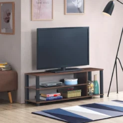 TV-Ständer Fernseher Fernsehtisch mit Regale Sideboard Wohnzimmerschrank Braun
